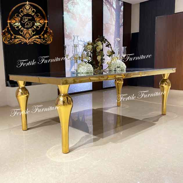 Dining Table And Chair With Gold Leg For Sale